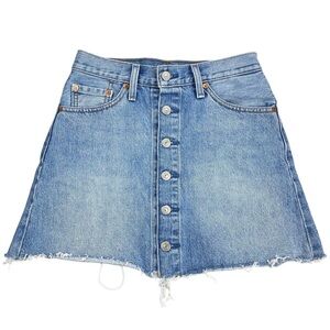 LEVI'S Denim Cut Off Button Front Mini Skirt Sz 27